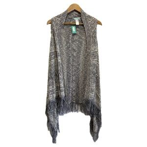 NWT-Sz.L-Maurice’s Open Fringed Sleeveless Cardigan